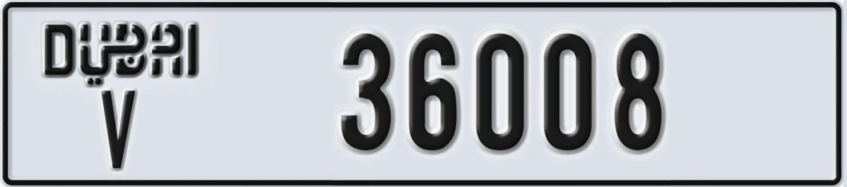 UAE License Plate Dubai V 36008
