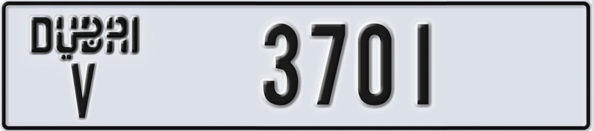 UAE License Plate Dubai V 3701