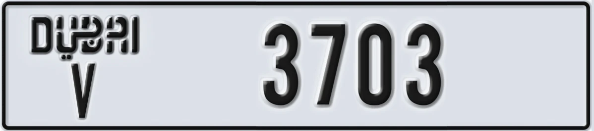 UAE License Plate Dubai V 3703