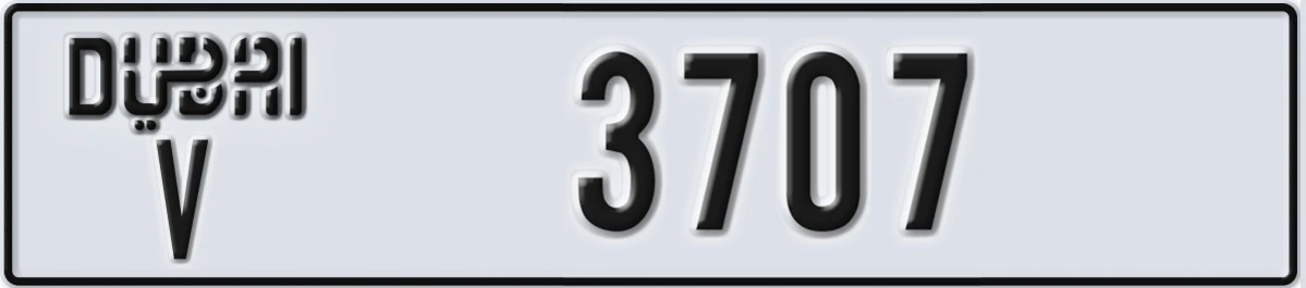 UAE License Plate Dubai V 3707