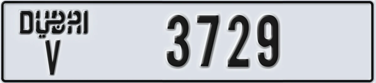 UAE License Plate Dubai V 3729