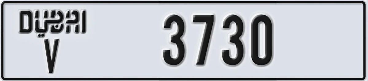 UAE License Plate Dubai V 3730