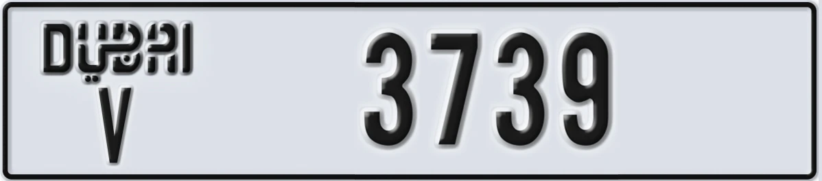 UAE License Plate Dubai V 3739