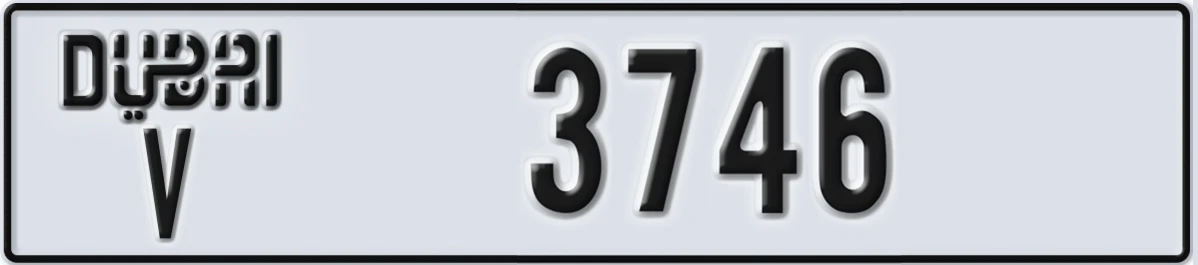 UAE License Plate Dubai V 3746