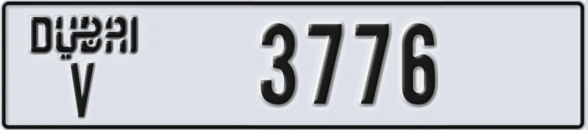UAE License Plate Dubai V 3776