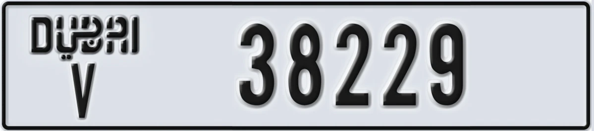 UAE License Plate Dubai V 38229