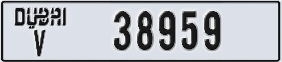 UAE License Plate Dubai V 38959