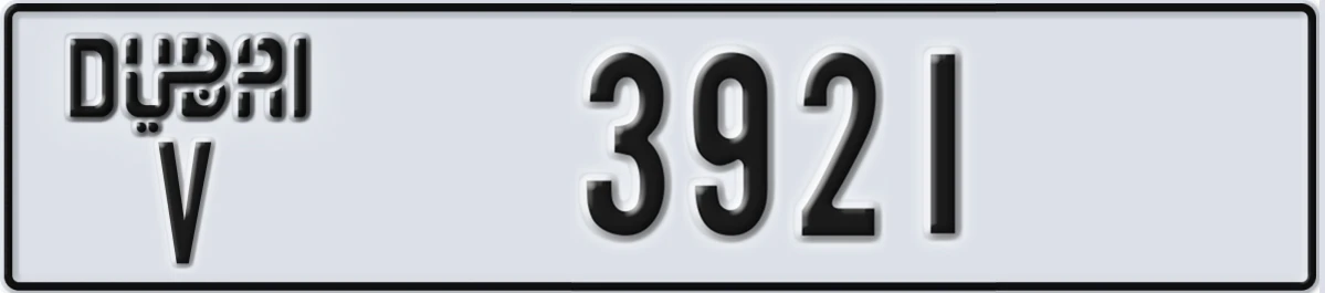 UAE License Plate Dubai V 3921
