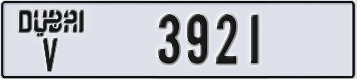UAE License Plate Dubai V 3921