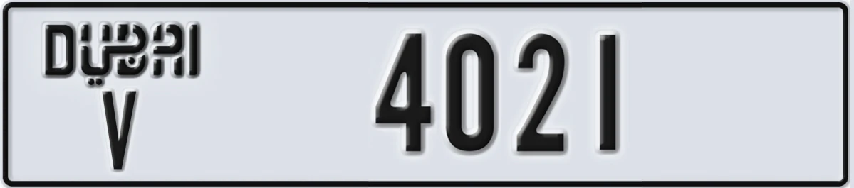 UAE License Plate Dubai V 4021