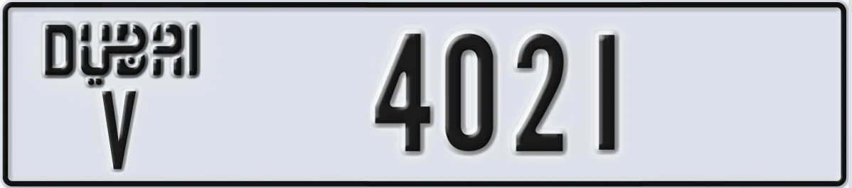 UAE License Plate Dubai V 4021