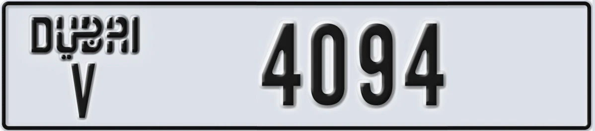 UAE License Plate Dubai V 4094
