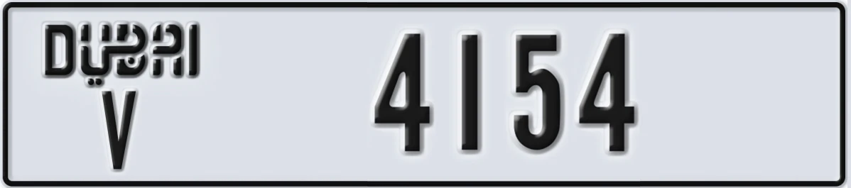 UAE License Plate Dubai V 4154