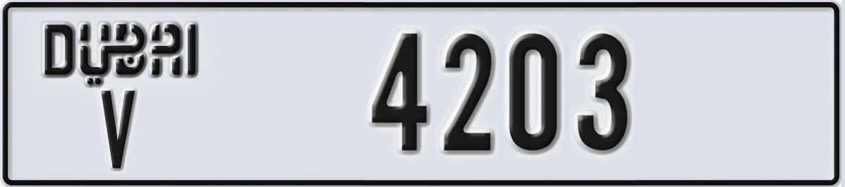 UAE License Plate Dubai V 4203