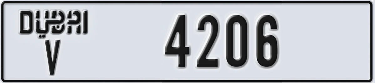 UAE License Plate Dubai V 4206