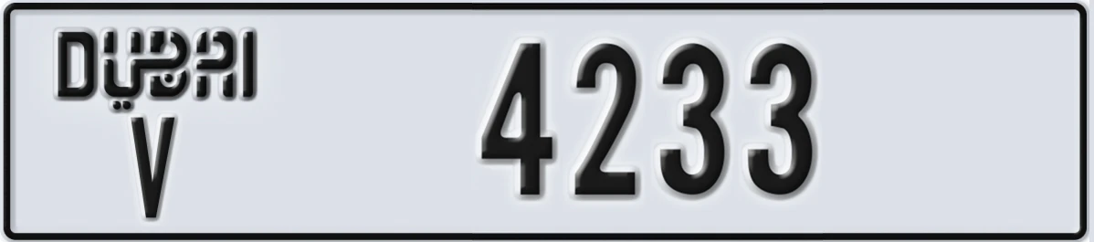 UAE License Plate Dubai V 4233