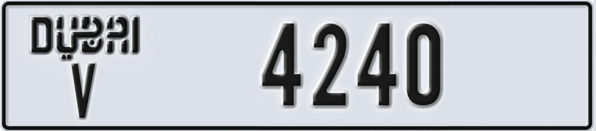 UAE License Plate Dubai V 4240
