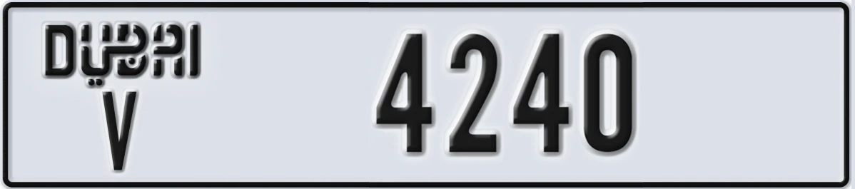 UAE License Plate Dubai V 4240