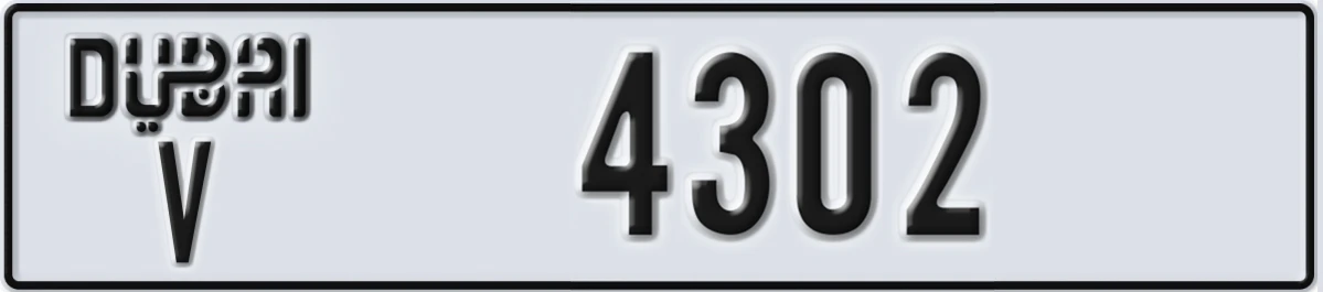 UAE License Plate Dubai V 4302