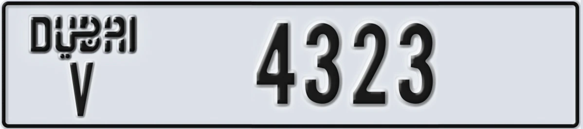 UAE License Plate Dubai V 4323