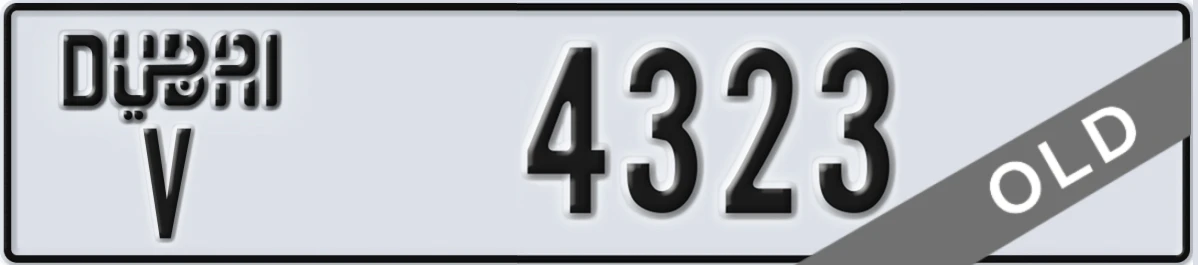 UAE License Plate Dubai V 4323