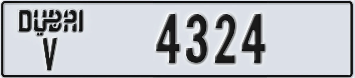 UAE License Plate Dubai V 4324