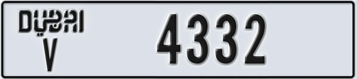 UAE License Plate Dubai V 4332