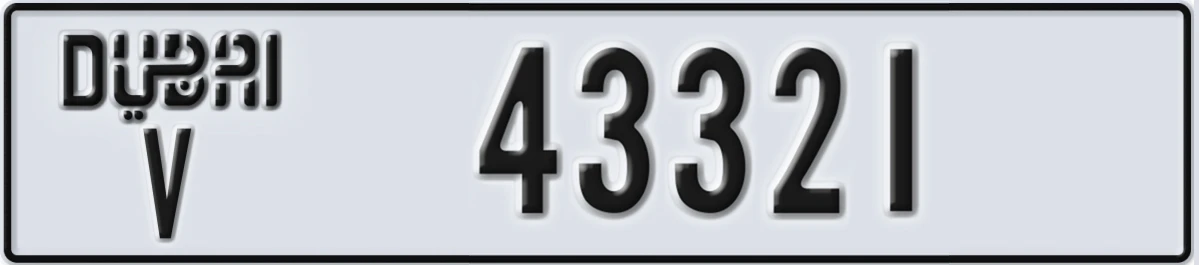UAE License Plate Dubai V 43321
