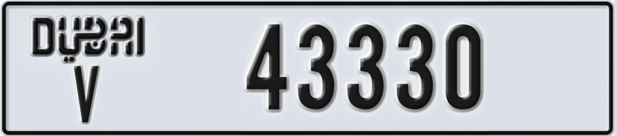 UAE License Plate Dubai V 43330