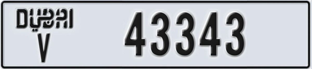 UAE License Plate Dubai V 43343