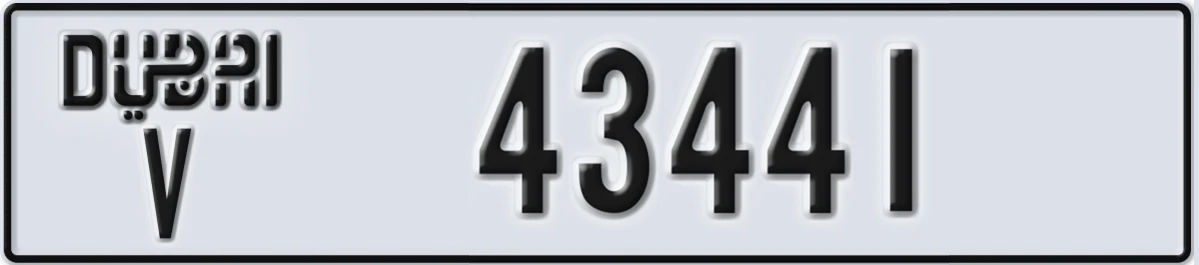 UAE License Plate Dubai V 43441