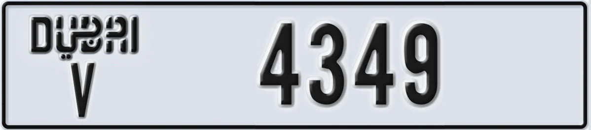 UAE License Plate Dubai V 4349