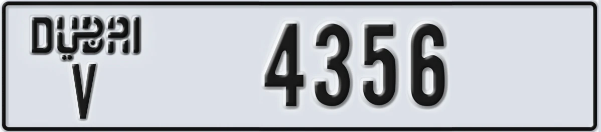 UAE License Plate Dubai V 4356