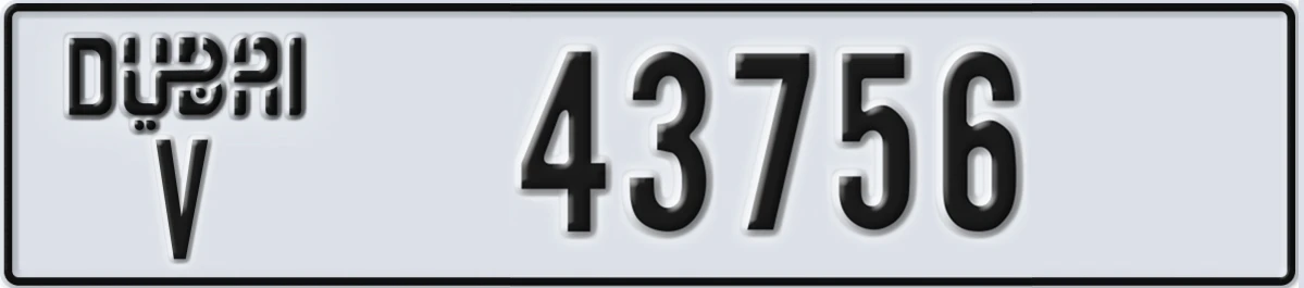 UAE License Plate Dubai V 43756