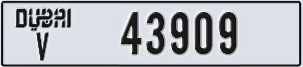 UAE License Plate Dubai V 43909