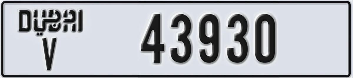 UAE License Plate Dubai V 43930