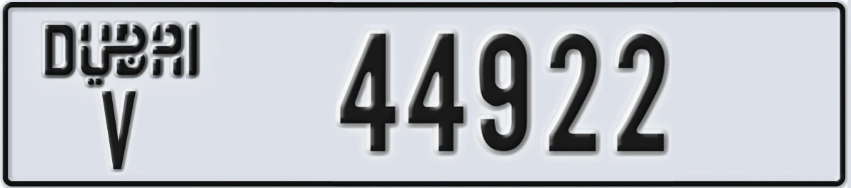UAE License Plate Dubai V 44922
