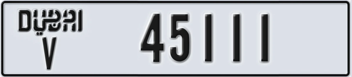 UAE License Plate Dubai V 45111