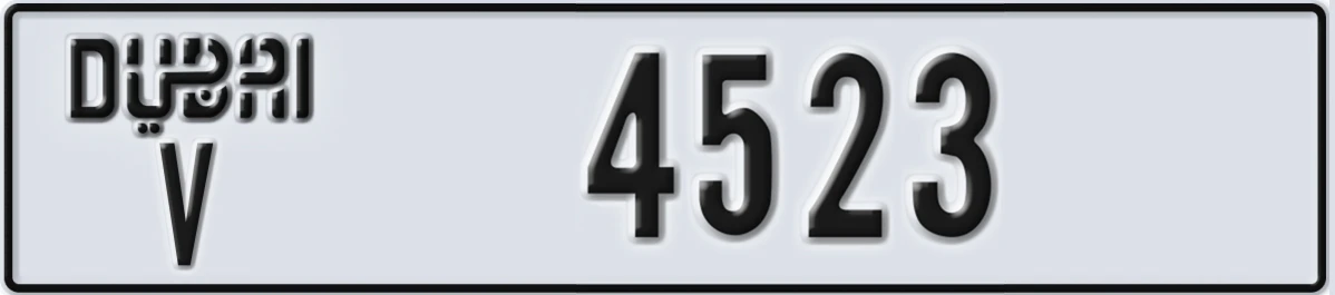 UAE License Plate Dubai V 4523