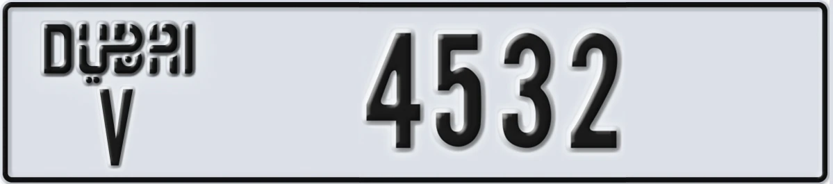 UAE License Plate Dubai V 4532