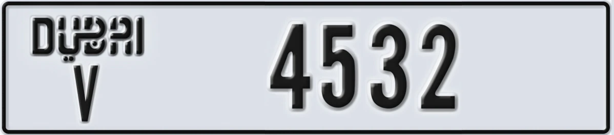 UAE License Plate Dubai V 4532