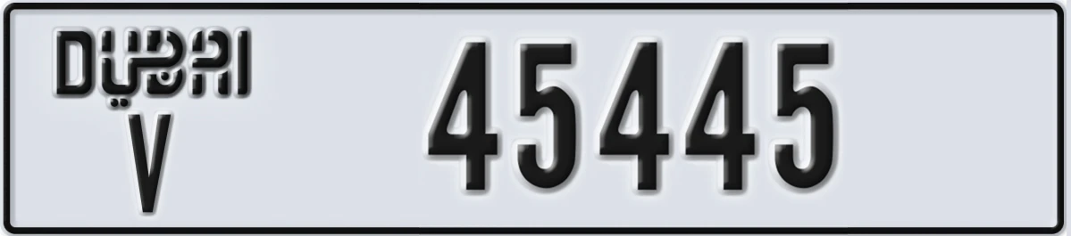 UAE License Plate Dubai V 45445