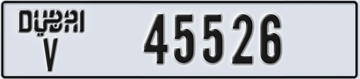 UAE License Plate Dubai V 45526