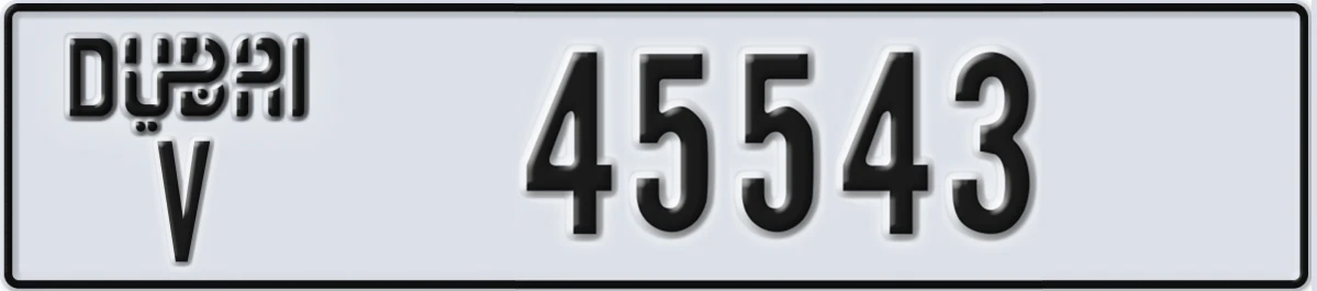 UAE License Plate Dubai V 45543