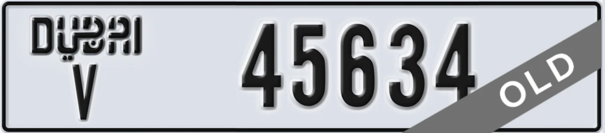 UAE License Plate Dubai V 45634