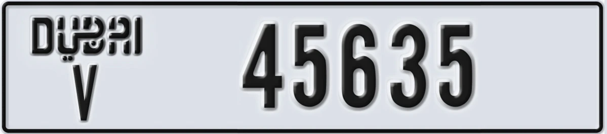 UAE License Plate Dubai V 45635