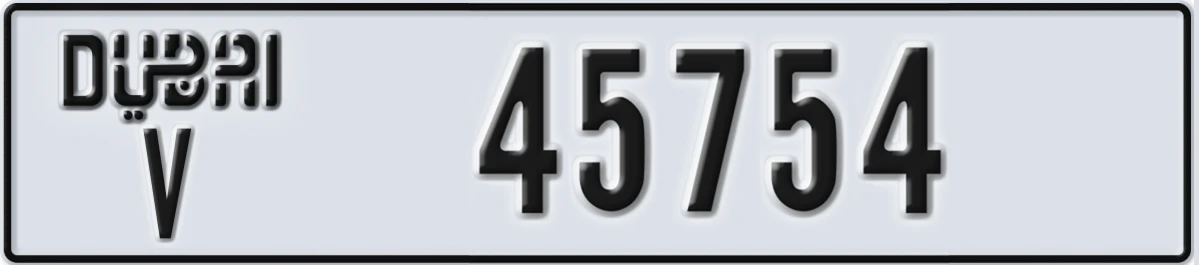 UAE License Plate Dubai V 45754