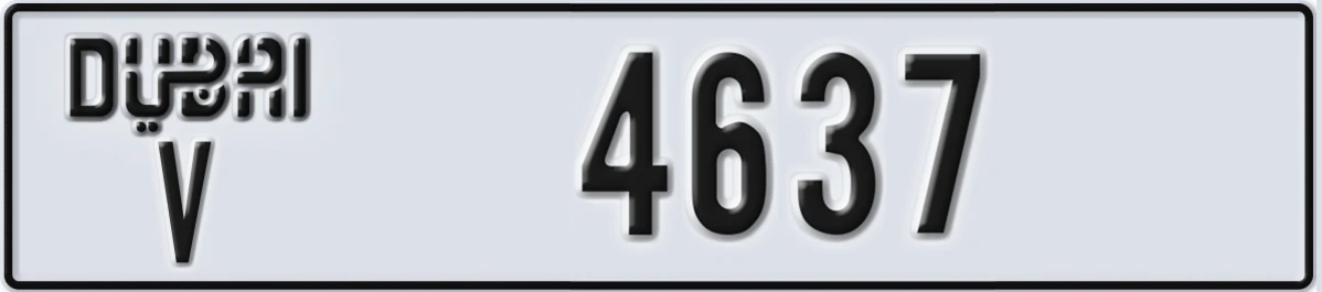 UAE License Plate Dubai V 4637