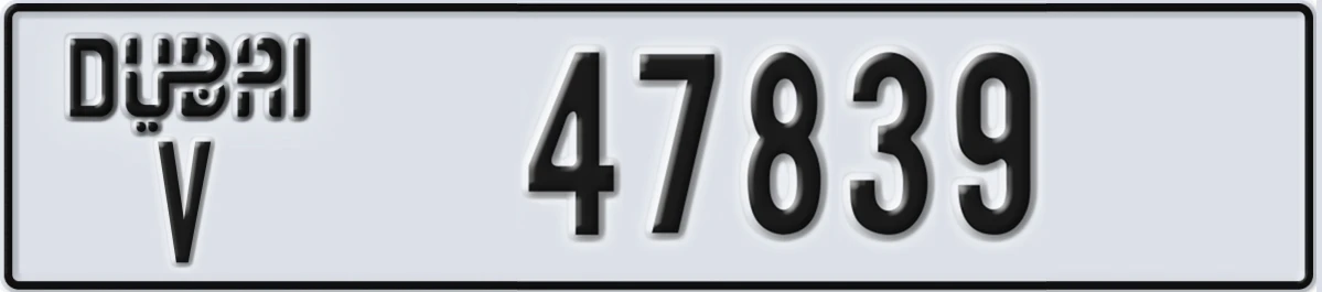 UAE License Plate Dubai V 47839