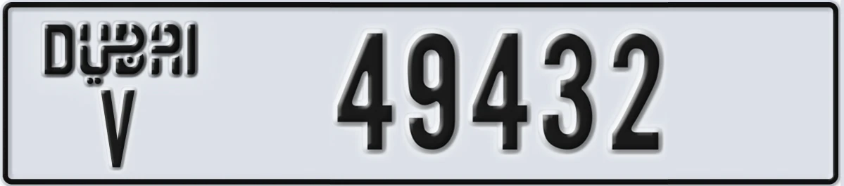 UAE License Plate Dubai V 49432